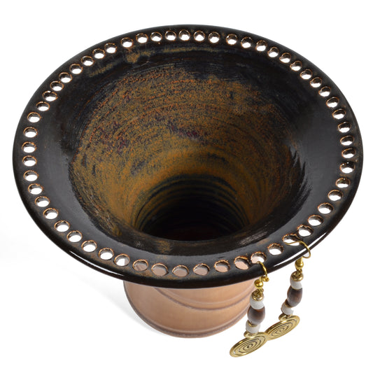 Barb Lund Pottery Earring Holder, Brown/Oatmeal