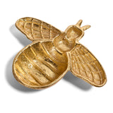 Decorative Bee Shaped Cast Iron Dish with Metallic Gold Finish