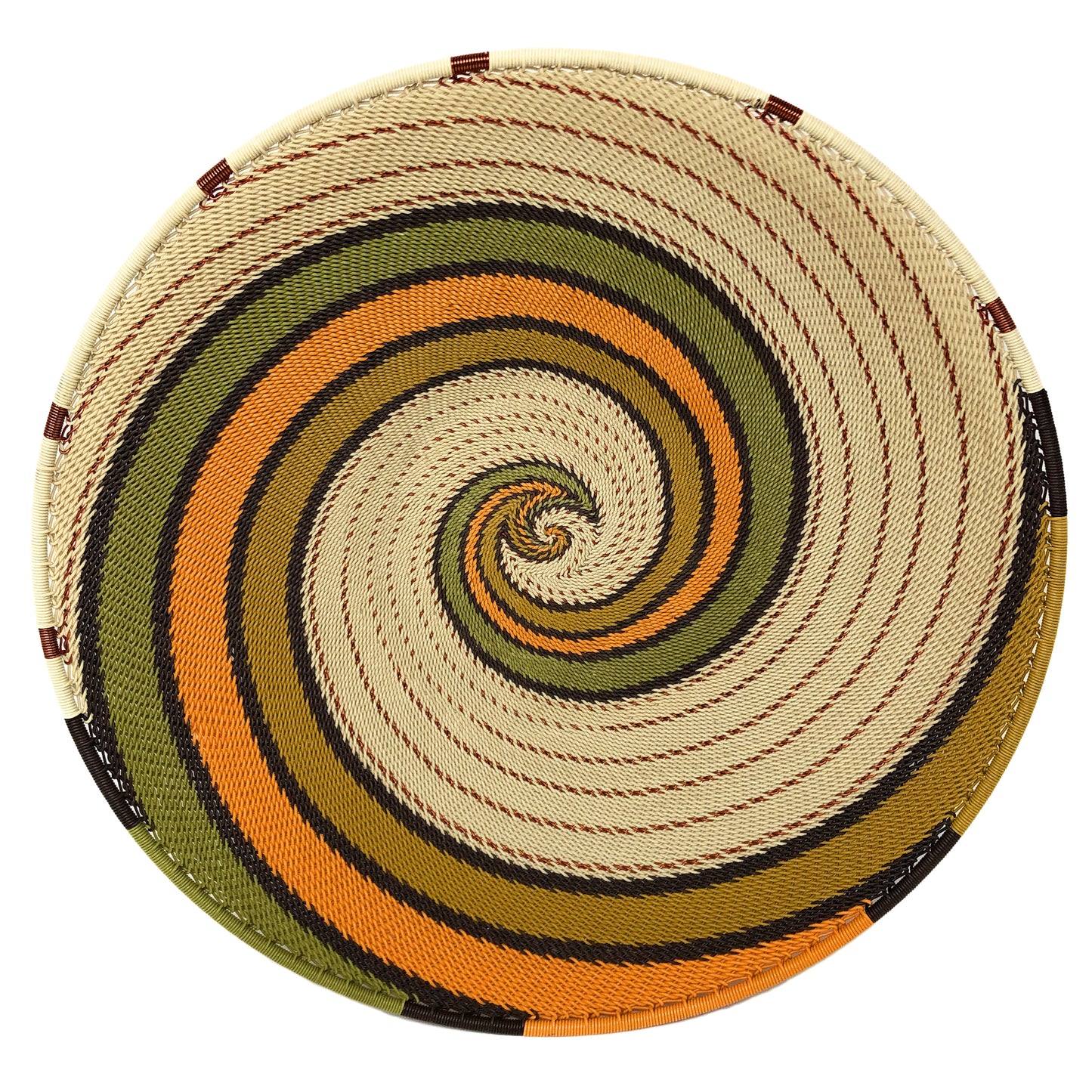 Fair Trade Zulu Telephone Wire 12-inch Platter Basket, African Earth