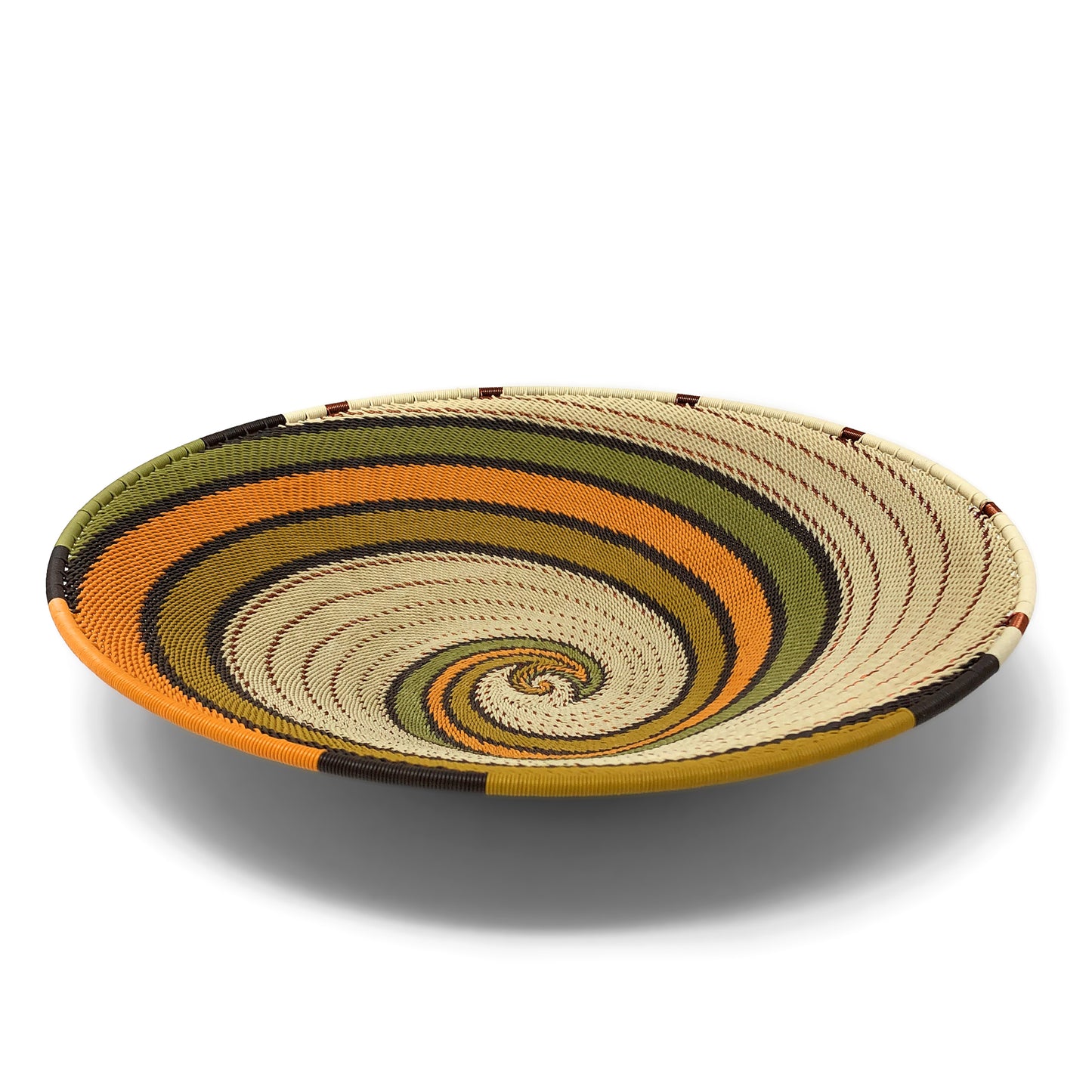 Fair Trade Zulu Telephone Wire 12-inch Platter Basket, African Earth