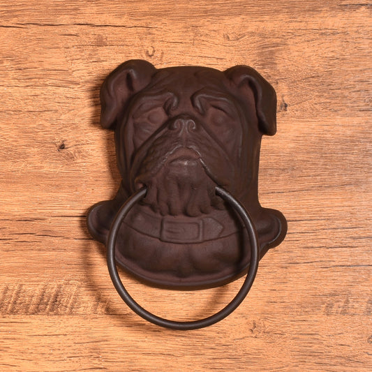 Cast Iron Bulldog Towel Ring, Rust