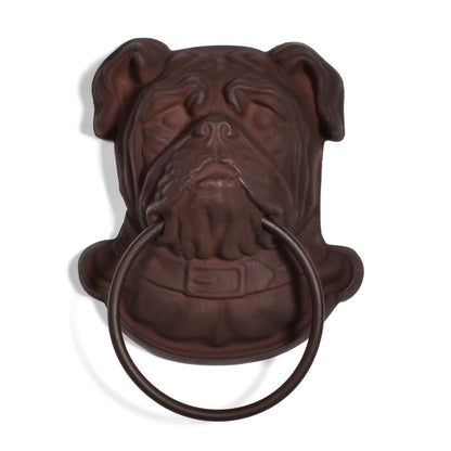 Cast Iron Bulldog Towel Ring, Rust