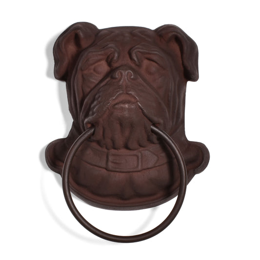 Cast Iron Bulldog Towel Ring, Rust