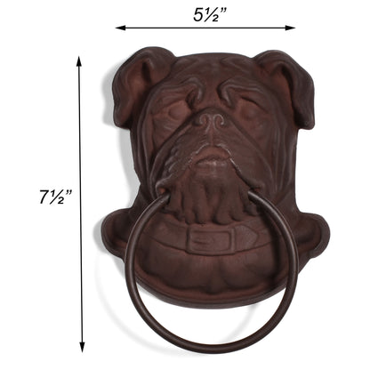 Cast Iron Bulldog Towel Ring, Rust