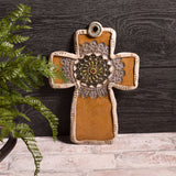 Laurie Pollpeter Eskenazi Ceramic Wall Cross with Black Medallion