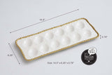 Pampa Bay Golden Salerno Porcelain Deviled Egg Tray with Titanium Beaded Trim, White/Gold