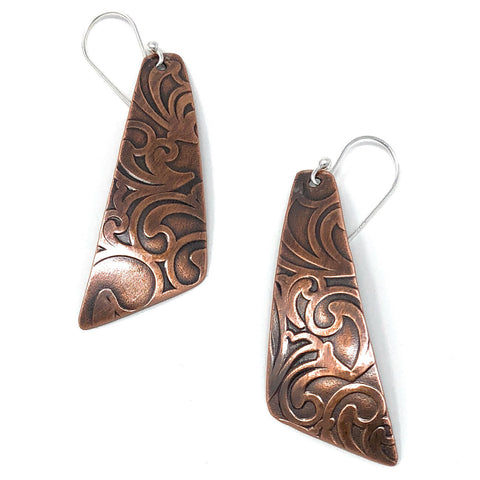 Copper Relics Handcrafted 2-inch Paisley Trapezoid Earrings