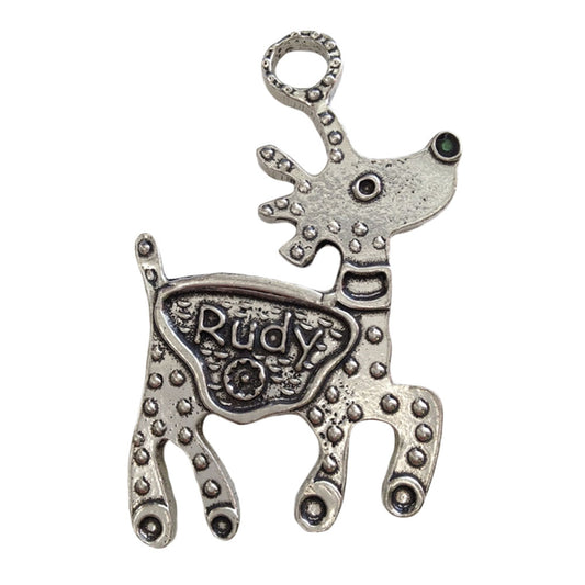 Crosby and Taylor Reindeer Handmade Pewter Ornament