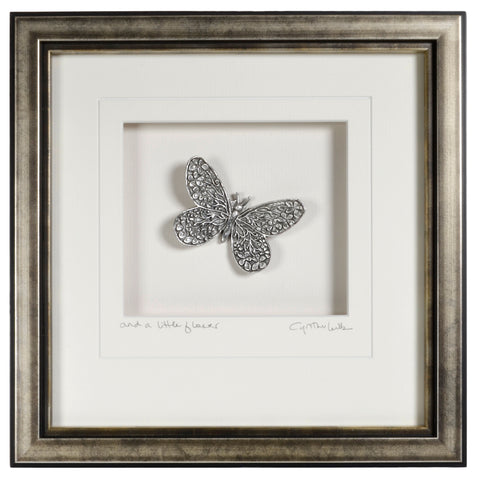 Cynthia Webb Designs Butterfly Pewter Wall Art, Antique Silver Wood Frame