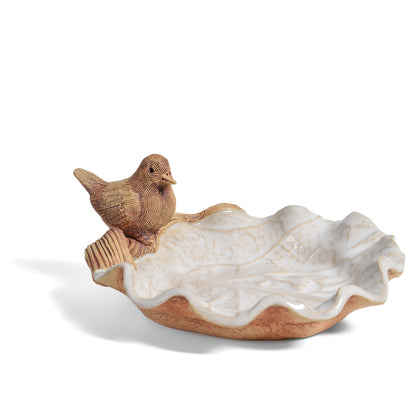 Charlestown Porcelaine Bird on Leaf 6-inch Shallow Dish for Candy, Nuts, or Soap