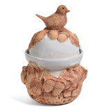 Charlestowne Porcelaine Handmade Bird on Oak Leaves Sugar Bowl