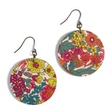 Cicada Design Wooden Circle Earrings with Liberty London Margaret Annie B Fabric