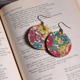 Cicada Design Wooden Circle Earrings with Liberty London Margaret Annie B Fabric