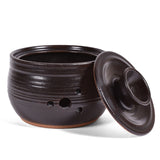 Clay Path Studio Handmade Pottery Garlic Keeper Jar, Espresso