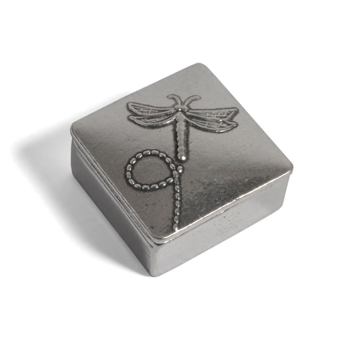 Crosby & Taylor Dragonfly and Dandelion Tiny Pewter Sentiment Box