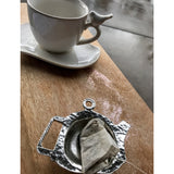 Crosby & Taylor Teapot Shaped Pewter Teabag Holder Trinket Dish