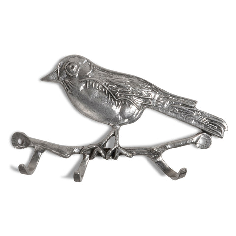 Crosby & Taylor Robin 4.5-inch Hand Cast American Pewter Key Rack