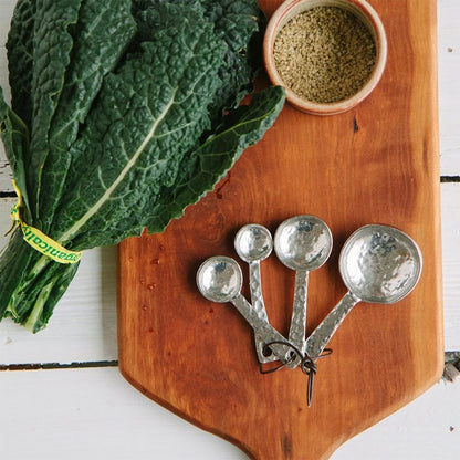 Crosby & Taylor Roman Pewter Measuring Cups and Spoons with Display Post, 9-piece Set