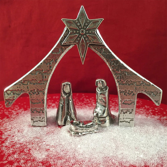 Crosby & Taylor 4-inch Miniature Handmade American Pewter Nativity, 4-Piece Set