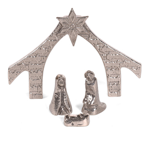 Crosby & Taylor 4-inch Miniature Handmade American Pewter Nativity, 4-Piece Set
