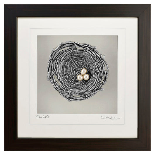 Cynthia Webb Designs Our Nest Pewter Wall Art, Large, Espresso Wood Frame