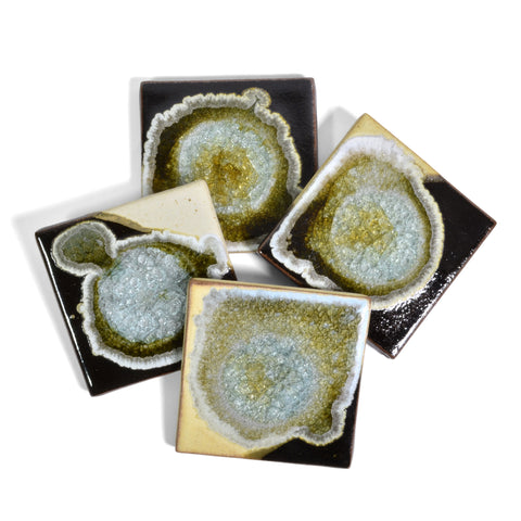Dock 6 Pottery Coasters with Fused Glass, Set of 4 - The Barrington Garage