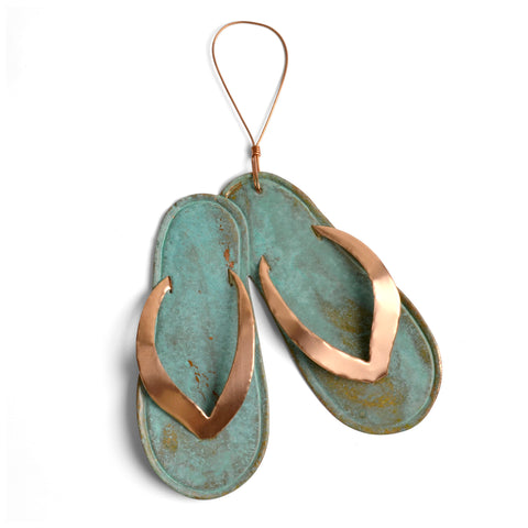 Dos Damas Designs Flip Flops Copper Ornament