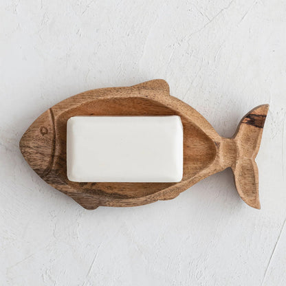 Hand-Carved 8 x 4-inch Mango Wood Decorative Fish-Shaped Dish, Each One Unique