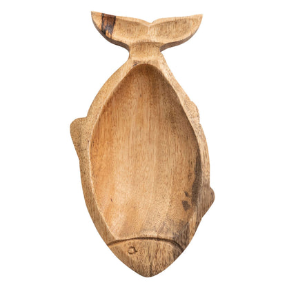 Hand-Carved 8 x 4-inch Mango Wood Decorative Fish-Shaped Dish, Each One Unique