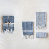 Creative Co-Op Cotton Blend Hamman Style Tea Towels, Set of 3, Blue/White
