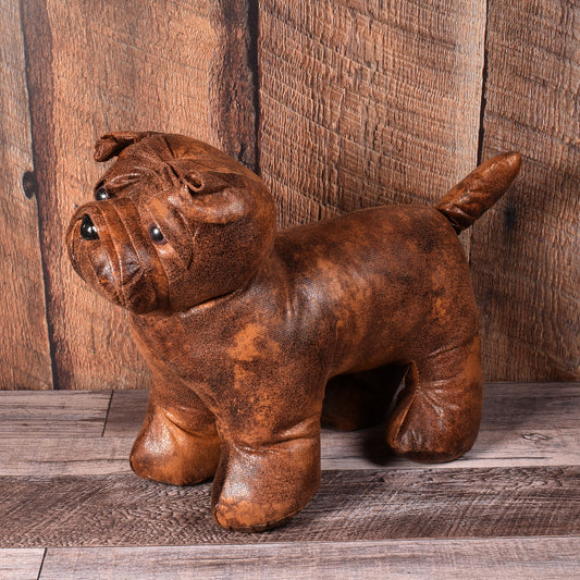 Leather-Look Fabric 13-inch Standing Dog Figurine