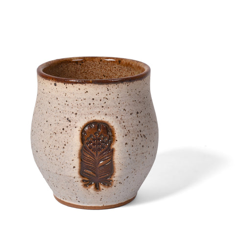 Dirty Dog Pottery Handmade 8-ounce Feather Tumbler in Speckled Ivory for Tea, Espresso, Wine, Sake