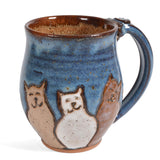 Dirty Dog Pottery Cat Trio Mug, Handmade in the USA