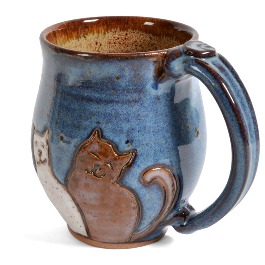 Dirty Dog Pottery Cat Trio Mug, Handmade in the USA
