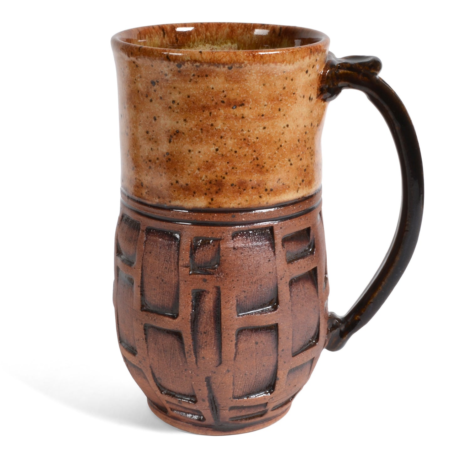 Dirty Dog Pottery Embossed 18-ounce Tall Mug, Brown