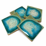 Dock 6 Pottery Coasters with Fused Glass, Set of 4, Jade