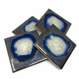 Dock 6 Pottery Coasters with Fused Glass, Set of 4, Tin Man
