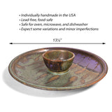 Dock 6 Pottery Handmade Chip and Dip Platter and Bowl Set, Purple/Green