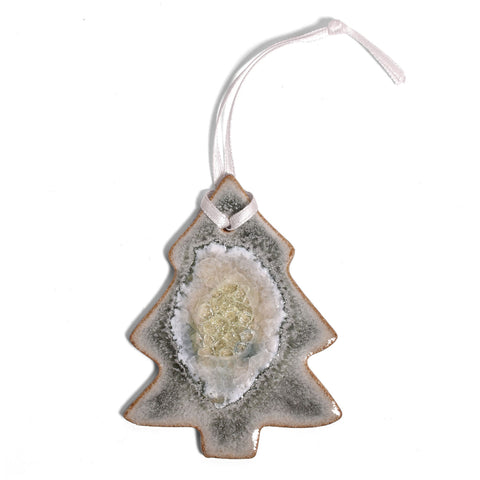 Dock 6 Pottery Pine Christmas Tree Ornament with Fused Glass, Ash