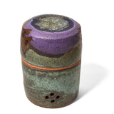 Dock 6 Pottery Handmade Small Garlic Keeper with Fused Glass Lid, Purple/Green