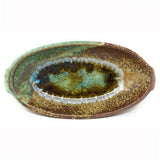 Dock 6 Pottery 9-inch Oval Dish with Fused Glass