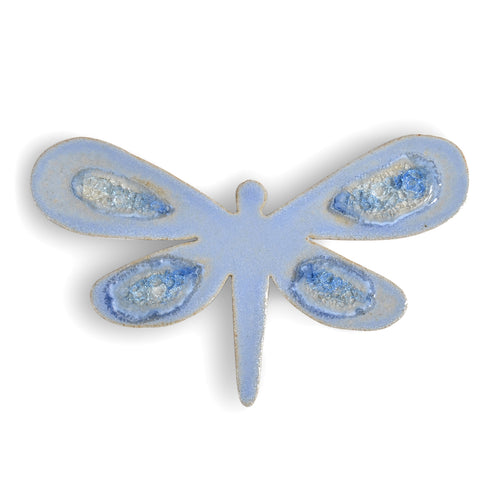 Dock 6 Pottery Dragonfly Coaster with Fused Glass, Periwinkle