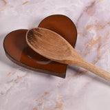 Dock 6 Pottery Heart-Shaped Handmade Spoon Rest / Ring Holder, Cinnamon Red