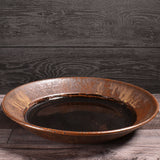 Dock 6 Pottery Handmade Wide Rimmed Platter, Extra Large, Black/Copper