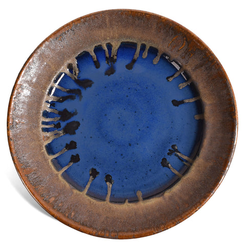 Dock 6 Pottery Handmade Wide Rimmed Platter, Extra Large, Cobalt/Copper