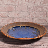 Dock 6 Pottery Handmade Wide Rimmed Platter, Extra Large, Cobalt/Copper