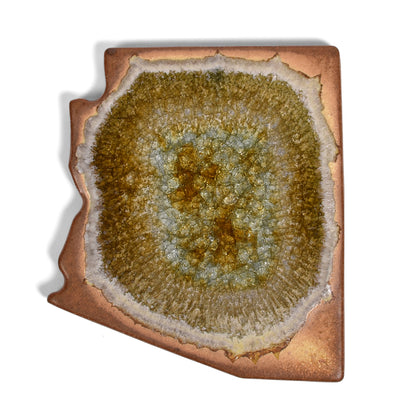 Dock 6 Pottery Arizona State Coaster with Fused Glass, Sienna