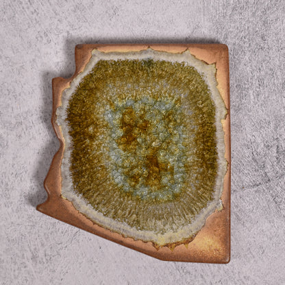Dock 6 Pottery Arizona State Coaster with Fused Glass, Sienna