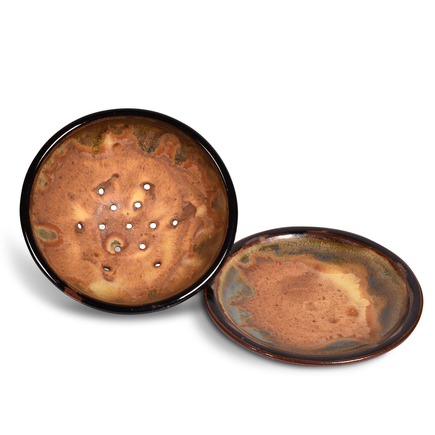 Dock 6 Pottery Handmade Berry Bowl/Colander with Plate