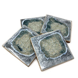 Dock 6 Pottery Coasters with Fused Glass, Set of 4